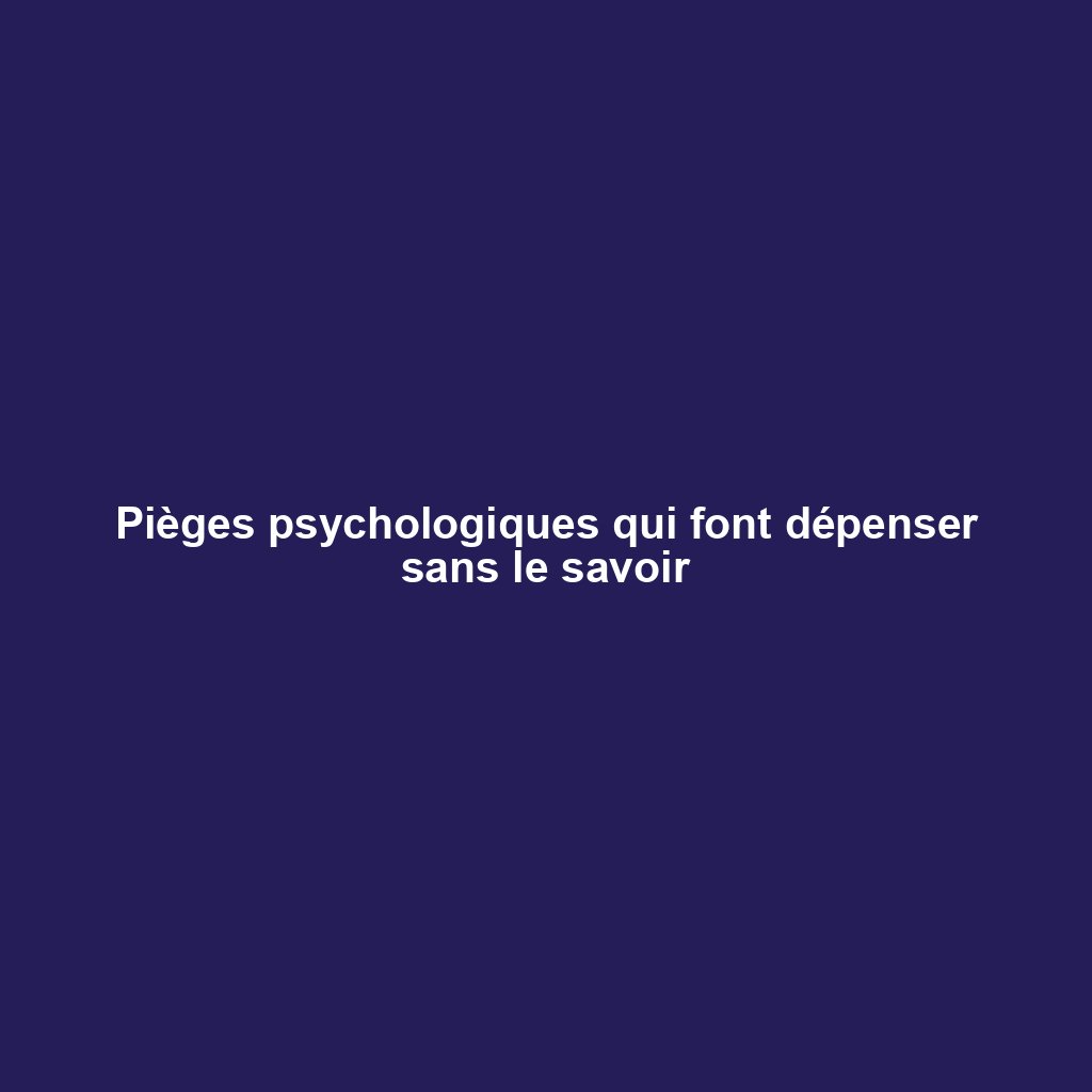 Pièges psychologiques qui font dépenser sans le savoir
