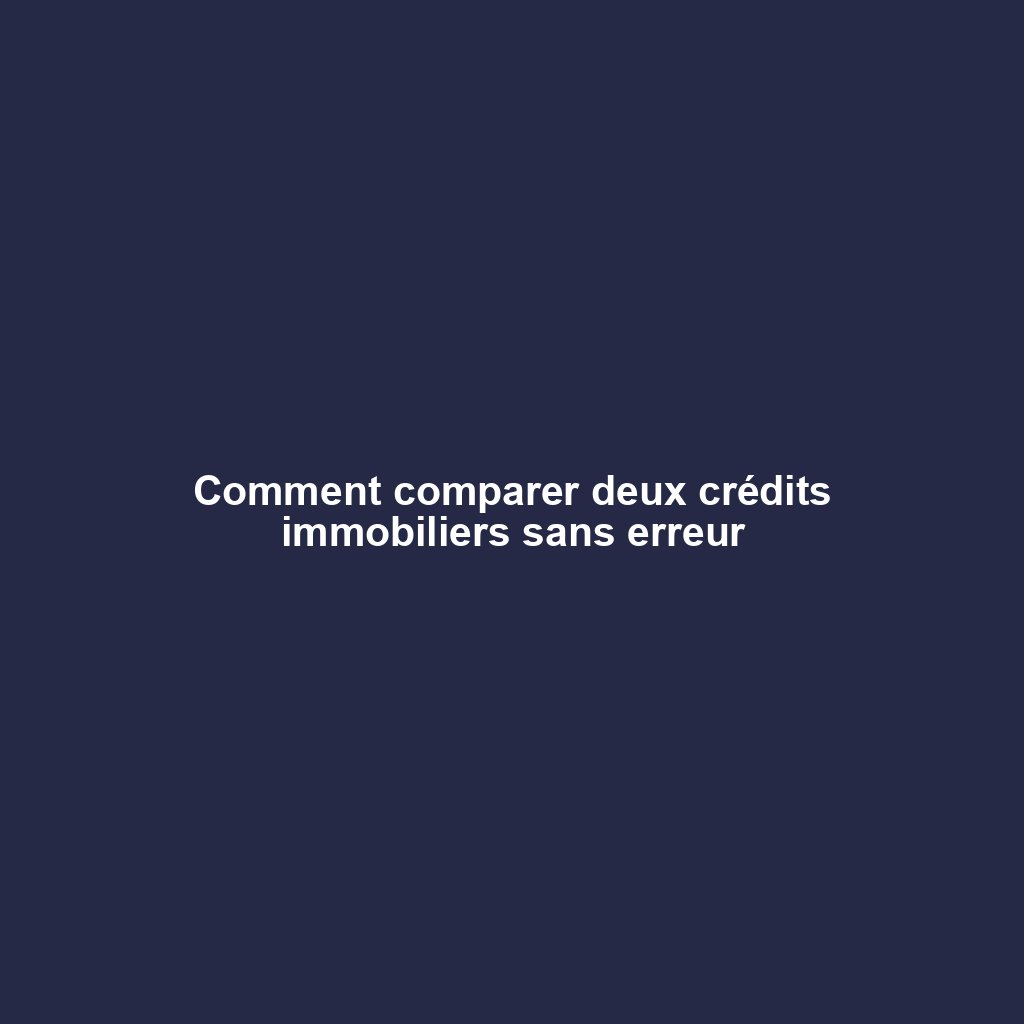 Comment comparer deux crédits immobiliers sans erreur