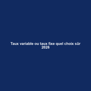 Taux variable ou taux fixe quel choix sûr 2026