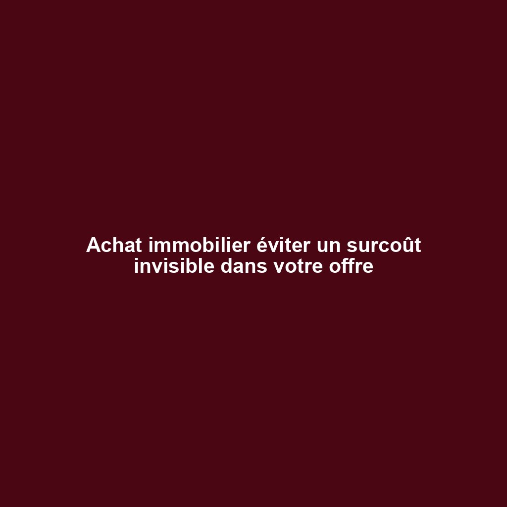Achat immobilier éviter un surcoût invisible dans votre offre