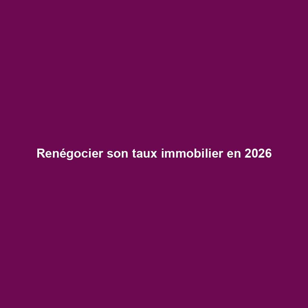 Renégocier son taux immobilier en 2026
