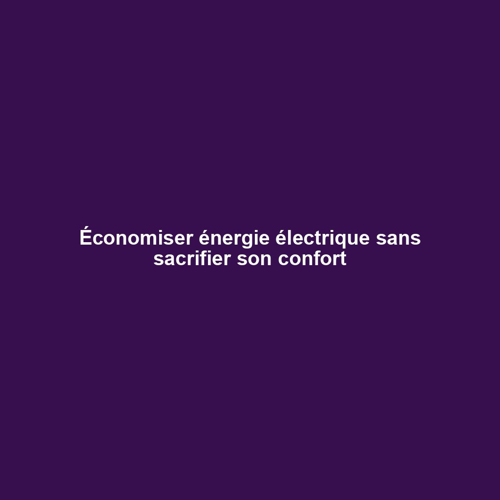 Économiser énergie électrique sans sacrifier son confort