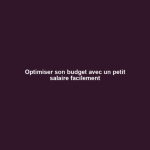 Optimiser son budget avec un petit salaire facilement