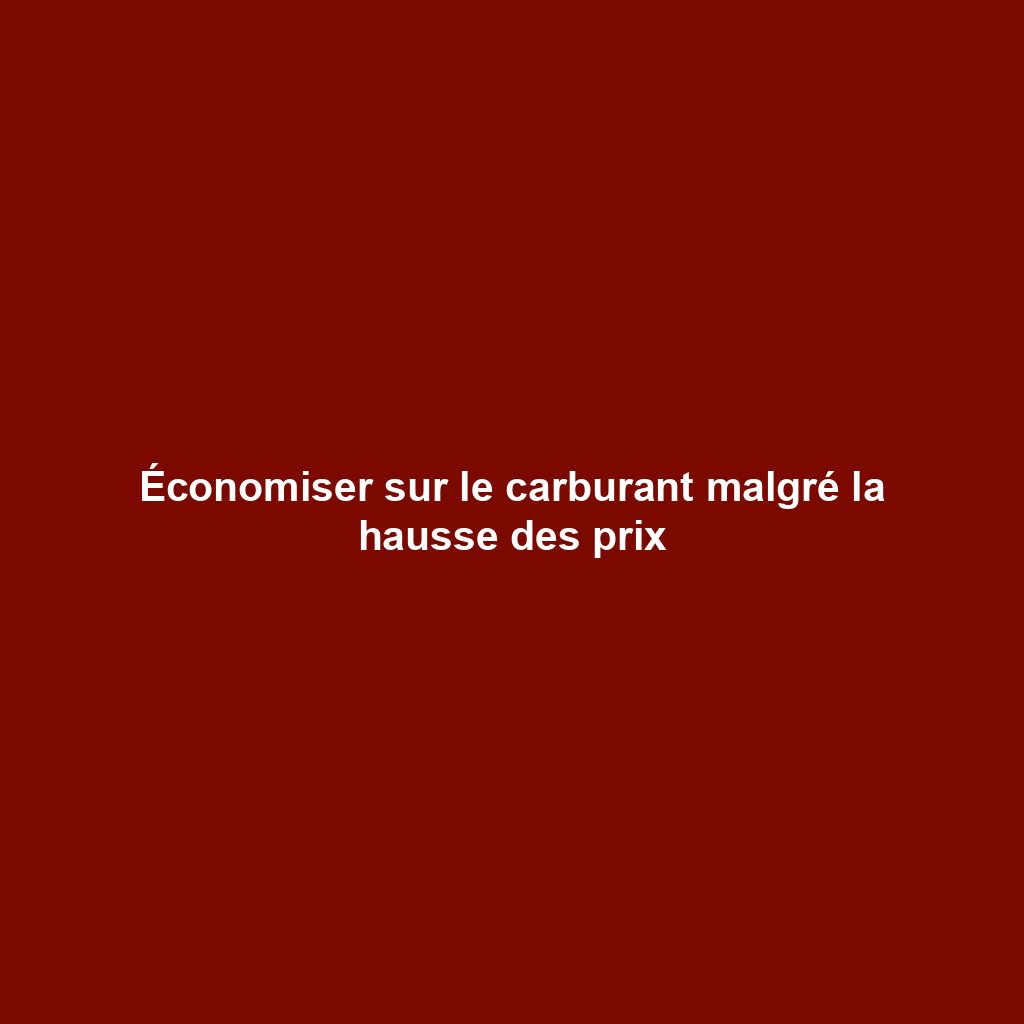 Économiser sur le carburant malgré la hausse des prix