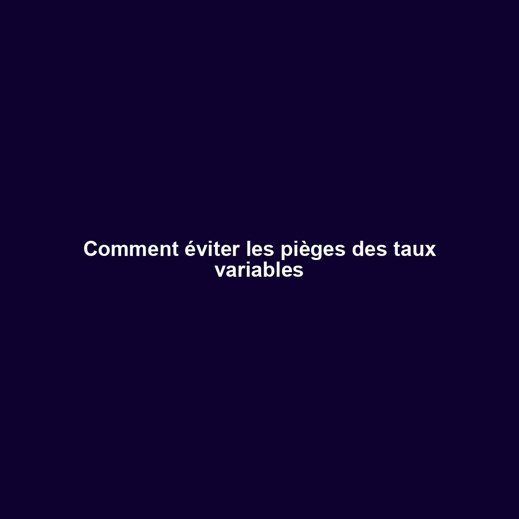 Comment éviter les pièges des taux variables