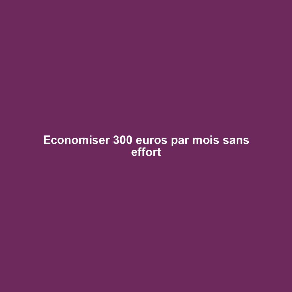 Economiser 300 euros par mois sans effort