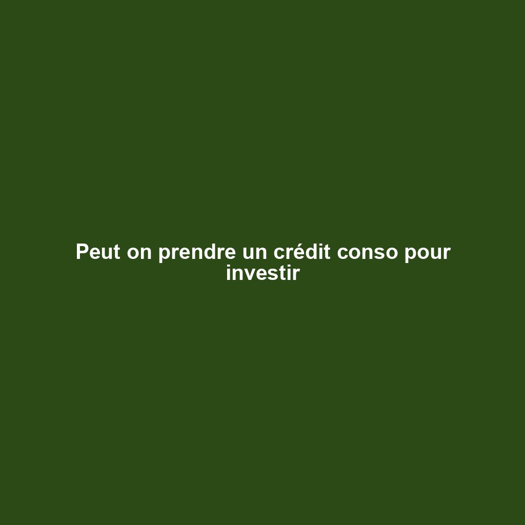 Peut on prendre un crédit conso pour investir