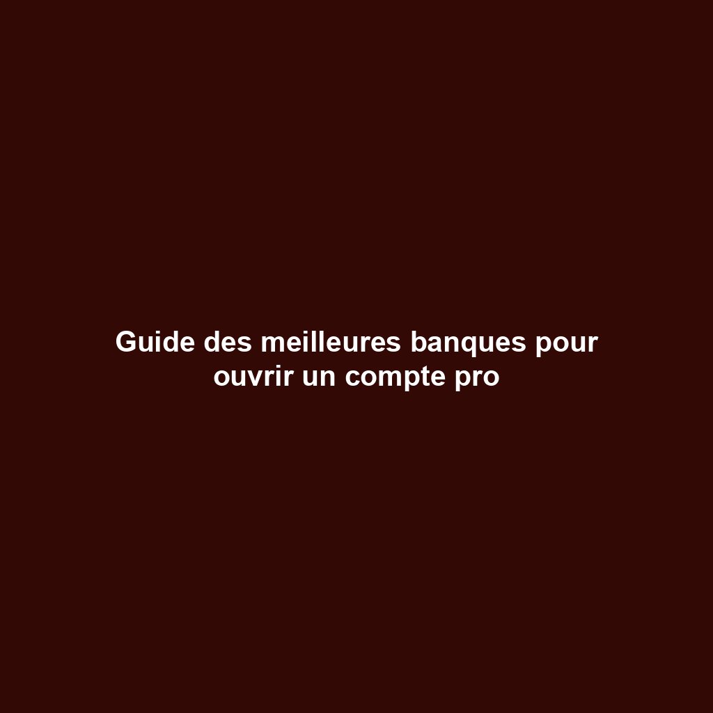 Guide des meilleures banques pour ouvrir un compte pro